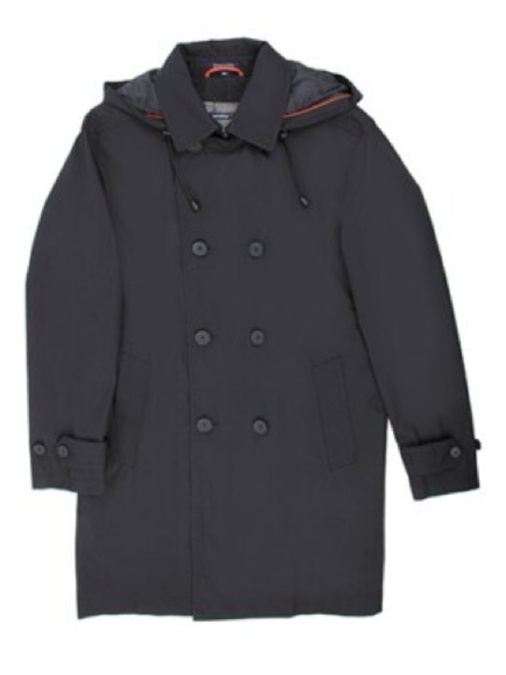 Stan Herman Double-Breasted Hooded Coat Removable Layer and Hood Navy Small